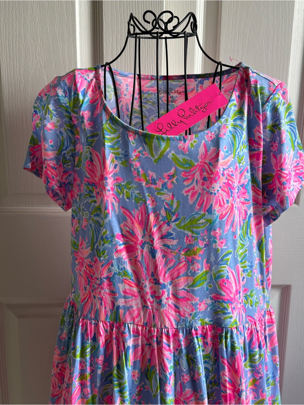 Lilly Pulitzer Pink, Blue & Green Floral Tiered Dress NWT